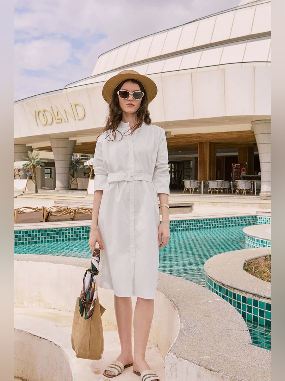 Petite Studio Miles Cotton Midi Dress in White